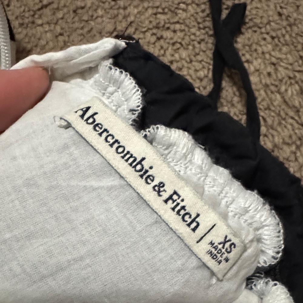 A & F Cotton Linen Maxi Dress-Black/White-Sz xs-Fitted Bodice-Pockets-ZipUp Back - Picture 11 of 13